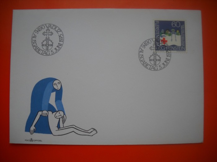 HOPCT PLIC FDC S NR 493 CRUCEA ROSIE 1945-1975 LIECHTENSTEIN