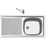 Pachet chiuveta bucatarie Franke ESN 611-86 ST + Baterie Basic Crom, Picurator stanga, 86x43.5 cm, Inox