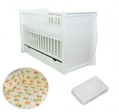 Patut multifunctional Regal White + Saltea Cocos + Lenjerie 3 piese Bird Crem foto