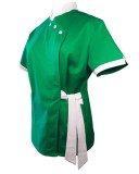 Halat Medical Pe Stil, Verde cu Elastan și cu Garnitură Alba, Model Andreea - XS