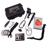 Kit Supravietuire IdeallStore&reg; Self Savivour, 12 Piese Multifunctionale, Negru, Drumetie, Munte
