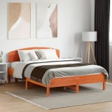 vidaXL Cadru pat fără saltea, maro ceruit, 135x190 cm, lemn masiv pin
