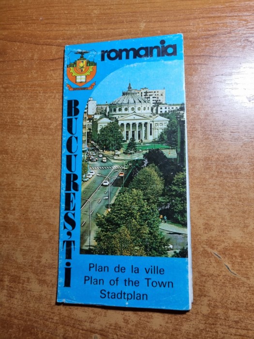 planul orasului bucuresti -din anul 1984- limba engleza- dimensiuni harta 65/47