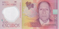 Bancnota Capul Verde 200 Escudos 2014 - P71r UNC ( polimer, replacement )