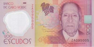 Bancnota Capul Verde 200 Escudos 2014 - P71r UNC ( polimer, replacement ) foto
