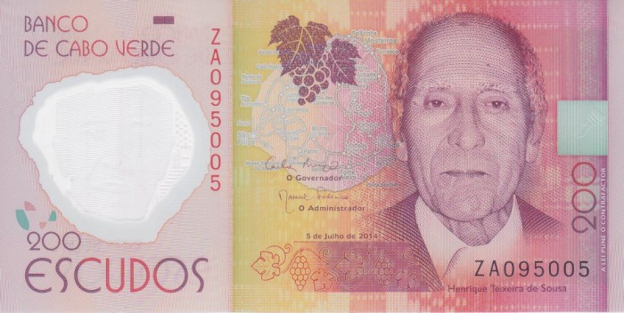 Bancnota Capul Verde 200 Escudos 2014 - P71r UNC ( polimer, replacement )