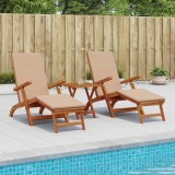 vidaXL Șezlong pliabil și culisant 3 pcs Gri taupe 3415411