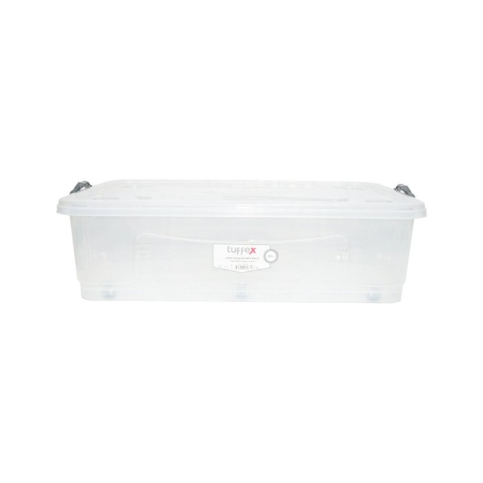 Cutie depozitare 40L cu capac si roti din plastic transparenta 725x470x200mm