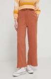 Billabong pantaloni de bumbac culoarea maro, lat, high waist, EBJNP00114