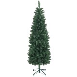 HOMCOM Brad Artificial de Crăciun cu 479 Ramuri, Brad de Crăciun &Icirc;nalt și &Icirc;ngust cu Bază Pliabilă, &Oslash;65x180 cm, Verde | Aosom Romania