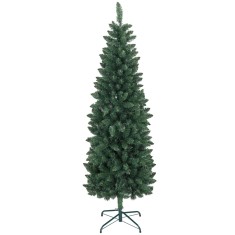 HOMCOM Brad Artificial de Crăciun cu 479 Ramuri, Brad de Crăciun &Icirc;nalt și &Icirc;ngust cu Bază Pliabilă, &Oslash;65x180 cm, Verde | Aosom Romania