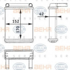 Radiator incalzire interior MERCEDES SPRINTER 4-t caroserie (904) (1996 - 2006) HELLA 8FH 351 312-521