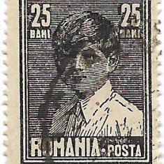 Mihai I, format mare, cu filigran (uzuale), 1928 - 25 B, obliterat