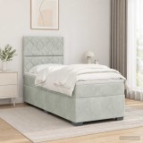 Cumpara ieftin Pat boxspring cu saltea Gri deschis 80 x 200 cm Catifea