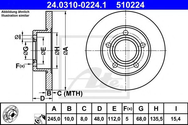 Disc frana VW PASSAT Variant (3B5) (1997 - 2001) ATE 24.0310-0224.1