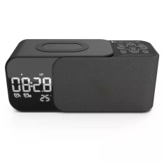 Radio FM portabil cu ceas si cu incarcare wireless telefon boxa Bluetooth alarm