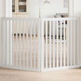 vidaXL Poartă pentru c&acirc;ini pliabilă, 2 panouri, alb, 160 cm, lemn plop