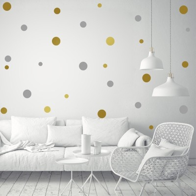 Decor perete camera bebe - Buline - Argintiu, Auriu foto