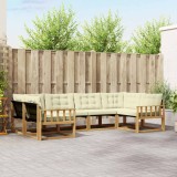 vidaXL Set canapele gradina exterior lemn masiv acacia alb crem 6 piese perne durabil rezistent intemperii