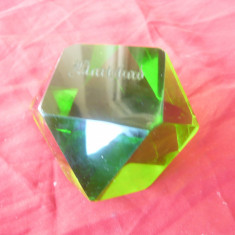 Prespapier vechi - Suvenir Karlsbad , cristal verde , h= 6cm
