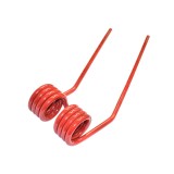 Gheara elastica stanga Fella pentru grebla de adunat fan, 105x370mm, grosime 9mm, rosie, cu spirale duble