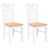 Cumpara ieftin Scaune de sufragerie 2 buc Cauciuc din lemn masiv alb