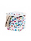 Taburete cu spatiu depozitare, Design, MDF/ Piele ecologica, 100 kg, 38 x 38, Owls New