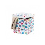 Taburete cu spatiu depozitare, Design, MDF/ Piele ecologica, 100 kg, 38 x 38, Owls New