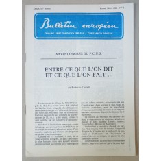 BULLETIN EUROPEEN , TRIBUNE LIBRE FONDEE EN 1950 PAR J. CONSTANTIN DRAGAN , NR.3 , 1986