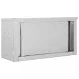 VidaXL Dulap bucătărie cu uși glisante, 90x40x50 cm, oțel inoxidabil