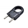 Stecher Plat Negru 10A cu Inel, 2300W, 220V-240V, Plastic ABS, Fara Impamantare, Cordon Prelungitor, Veioza, Radio, Polizor, Bormasina