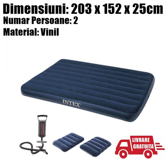Saltea Gonflabila 2 Pers 203 x 152 x 25cm Pompa Perne LIVRAREA GRATUITA