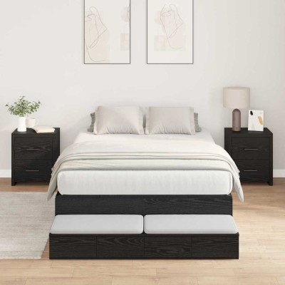 vidaXL Cadru de pat cu depozitare Stejar negru 226.5 x 120 x 31.5 cm 3335686 foto