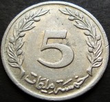Cumpara ieftin Moneda exotica 5 MILLIEMES - TUNISIA, anul 1960 * cod 324