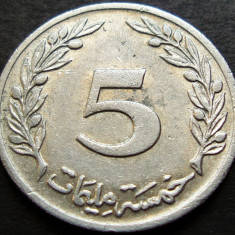 Moneda exotica 5 MILLIEMES - TUNISIA, anul 1960 * cod 324