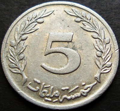 Moneda exotica 5 MILLIEMES - TUNISIA, anul 1960 * cod 324 foto