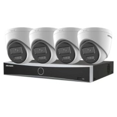 Kit supraveghere IP 4K Hikvision 4 camere 8MP IR 30m lumina alba 30m microfon Smart Hybrid Light, NVR 4 canale PoE 12MP AcuSense SafetyGuard Surveilla