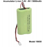 Acumulator 7.4v, pana la 8v, Li-ion, 5000mAh, model 2 x 18650, cu fire si mufa