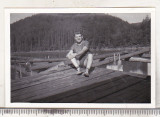 Bnk foto Lacul Valiug - debarcaderul - 1966, Alb-Negru, Natura, Romania de la 1950