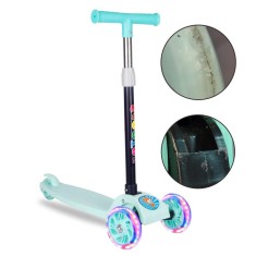 Trotineta copii, ghidon ajustabil pe inaltime, 3 roti LED multicolor, pliabila, verde, RESIGILAT