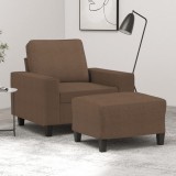 VidaXL Fotoliu canapea cu taburet, maro, 60 cm, material textil