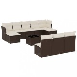 Cumpara ieftin Set canapele de gradina cu perne, 11 piese, maro, poliratan