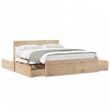 Cadru de pat cu sertare, 150x200 cm, lemn masiv pin GartenMobel Dekor, vidaXL
