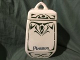 Recipient bucatarie / Cutie veche din ceramica prima parte a secolului XX pentru Prune uscate ( Plammon ) !