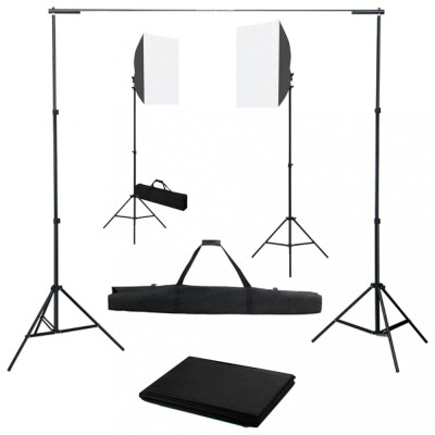 vidaXL Kit studio foto cu lumini softbox și fundal 3055058 foto
