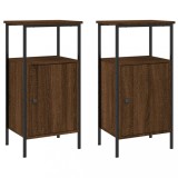Noptiere, 2 buc., stejar maro, 41x31x80 cm, lemn prelucrat, DKD Home Decor