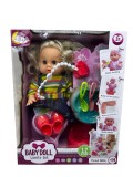 Papusa interactiva Baby Doll Lovely Set cu 12 sunete, accesorii, olita si biberon