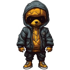 Sticker decorativ, Teddy Hip Hop, Negru, 90 cm, 1332STK-3