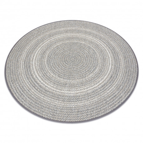 Covor rotund sisal Flat 48837637 Boho, tresă gri, cerc 120 cm