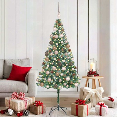 vidaXL Brad de Crăciun artificial cu 300 LED Verde 180 cm PVC și Oțel 3396712 foto